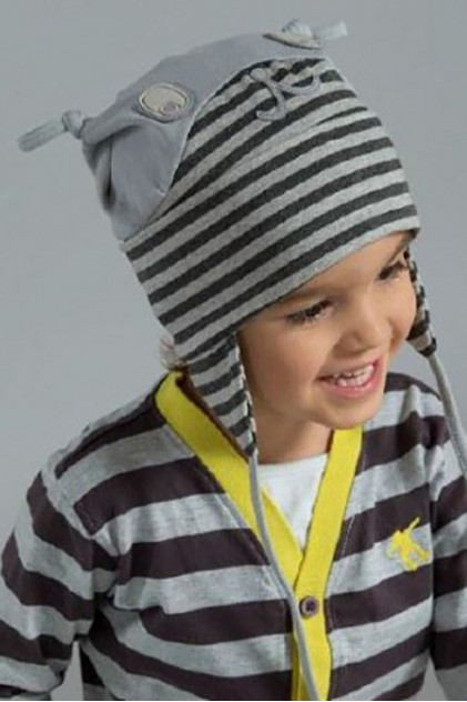 DZIUBEK Детская шапка (т.серый+бирюзовый)