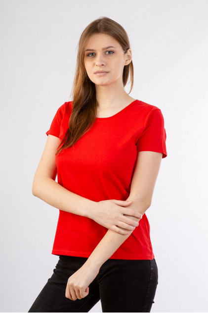 FRUIT OF THE LOOM Хлопковая женская футболка (красный)