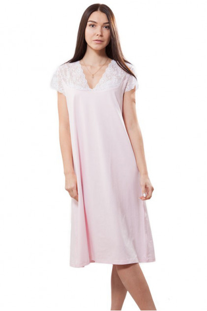 NL 042 Ночная сорочка 95% хлопок (розовый+белый)