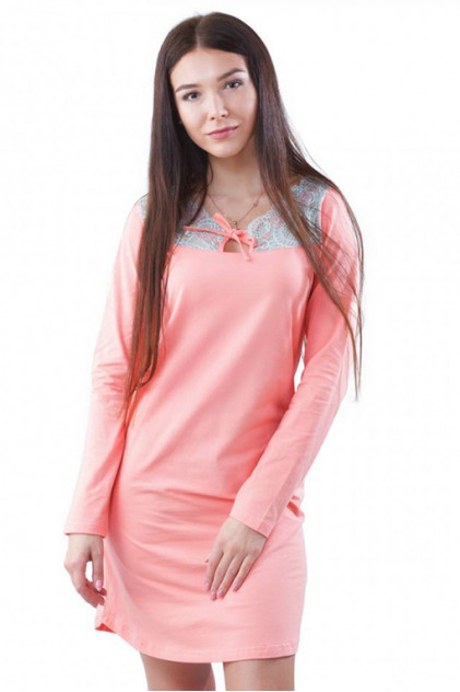 NL 048 Ночная рубашка женская 95% хлопок (персиковый)