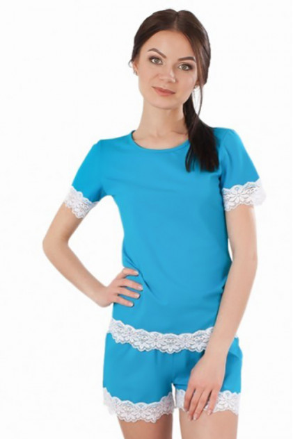 VPL 021 Пижама женская 95% хлопок (голубой)