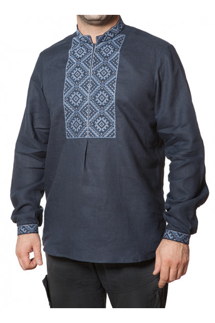 СМ 021 Рубашка-вышиванка муж(т.синий)