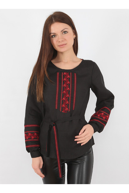 BL 175 Рубашка-вышиванка жен(черный)
