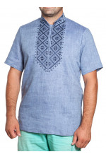 SM 026 Рубашка-вышиванка муж(синий-т.синий)