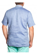 SM 026 Рубашка-вышиванка муж(синий-молочный)